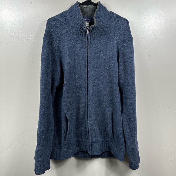 Patagonia Men’s Lambswool Jacket Size Large - Navy Blue - Picture 1 of 5